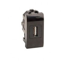 USB 2.0 розетка, Brava, черная, 1 мод.  77200N  DKC