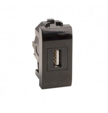 USB 2.0 розетка, Brava, черная, 1 мод.  77200N  DKC