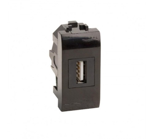 USB 2.0 розетка, Brava, черная, 1 мод.  77200N  DKC