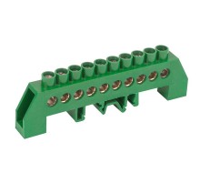 Шина PE "земля" в комбинированном зеленом изоляторе на DIN-рейку 6x9 мм 10 групп  11-2308  REXANT