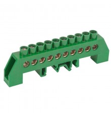 Шина PE "земля" в комбинированном зеленом изоляторе на DIN-рейку 6x9 мм 10 групп  11-2308  REXANT