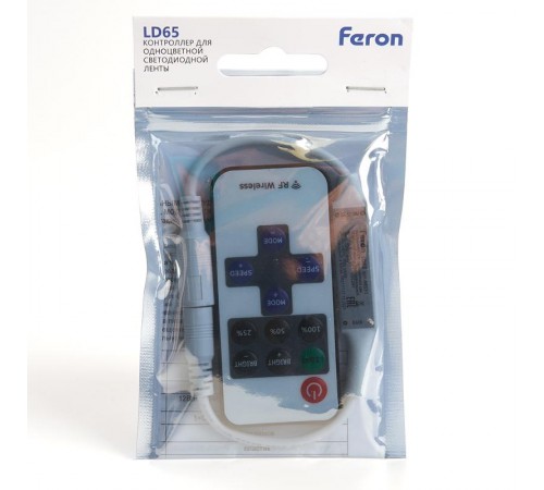 Контроллер для одноцветной светодиодной ленты с П/У белый, 12-24V, LD65  48031  FERON
