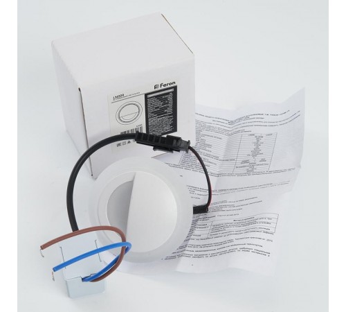 Светильник светодиодный встраиваемый для лестничной подсветки IP20 LN009 3W 210 Lm 4000К белый круг  32666  FERON