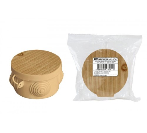 Коробка распределительная о/п D65х40мм, крышка, сосна, IP54, 4вх. инд. штрихкод  SQ1401-0701  TDM