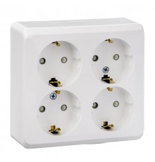 Этюд Белый О/У Розетка Розетка 4-ая с заземлением со шторками  PA16-208B  SE