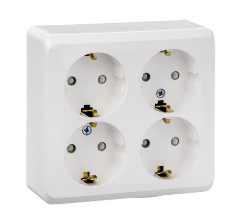 Этюд Белый О/У Розетка Розетка 4-ая с заземлением со шторками  PA16-208B  SE
