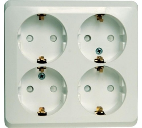 Этюд Белый О/У Розетка Розетка 4-ая с заземлением со шторками  PA16-208B  SE