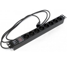 Блок розеток SHE19-8SH-S-2.5IECд. 19" шк., горизонт., с выкл. с подсветкой, 8 розеток Schuko(10A), 482.6x44.4x44.4мм(ДхШхВ)  397035  Hyperline