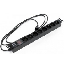 Блок розеток SHE19-8SH-S-2.5IECд. 19" шк., горизонт., с выкл. с подсветкой, 8 розеток Schuko(10A), 482.6x44.4x44.4мм(ДхШхВ)  397035  Hyperline