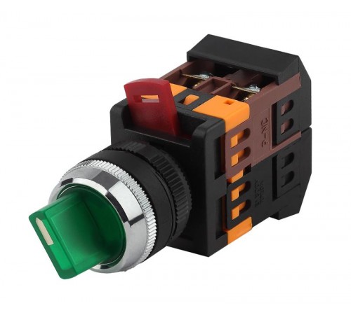 Переключатель АNСLR-22-3  на 3 фикс.полож.зеленый неон/240В I-O 1з+1р (10/400/3200)  Б0045683  ЭРА