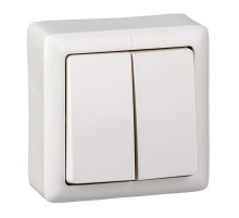 Хит Белый О/У без изолирующей пластины  Выключатель 2-клавишный 6А, 250В  VA56-232-B  SE