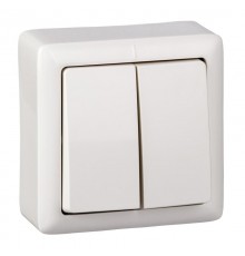 Хит Белый О/У без изолирующей пластины  Выключатель 2-клавишный 6А, 250В  VA56-232-B  SE