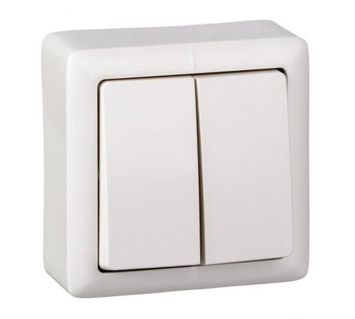 Хит Белый О/У без изолирующей пластины  Выключатель 2-клавишный 6А, 250В  VA56-232-B  SE