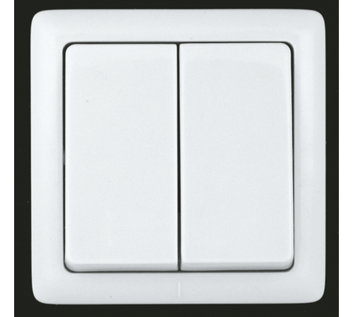 Хит Белый О/У без изолирующей пластины  Выключатель 2-клавишный 6А, 250В  VA56-232-B  SE