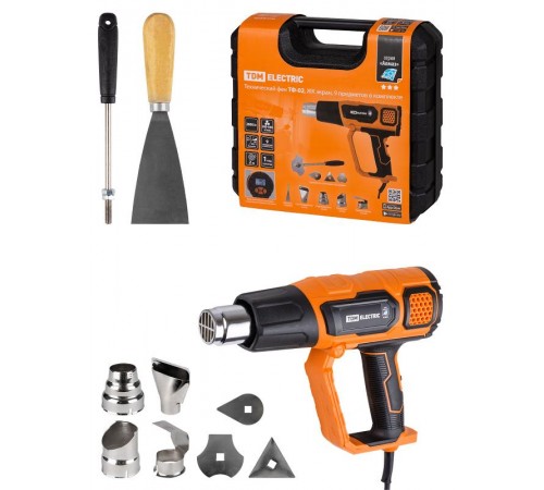 Технический фен ТФ-02, 2000 Вт, 9 предм., ЖК экр., 2 реж., плавн. рег., 50-600 C, кейс, "Алмаз"  SQ1029-0102  TDM