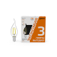 Лампа светодиодная Filament Свеча на ветру 7W 550lm 2700К Е14 LED (3 лампы в упаковке) 1/20  104901107T  Gauss