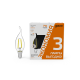 Лампа светодиодная Filament Свеча на ветру 7W 550lm 2700К Е14 LED (3 лампы в упаковке) 1/20  104901107T  Gauss