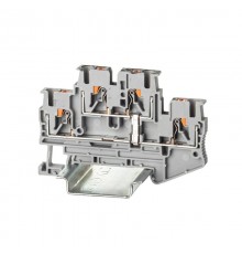 Клемма двухуровневая, зажим push-in, 4 точки подключения, уровни соединены перемычкой, 2.5 кв.мм, серая  VPRTT-2.5-PV-GY  DKC