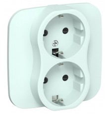 FLITE Розетка 2-ая с заземлением со шторками 16А РСш12-0-А-ФлХЛ холодный лед  FI-R24A-16-K94  IEK