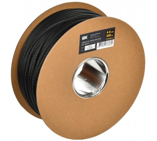 Оплетка кабельная 4-6мм полиэстер 200м черная   UBS10-PL-0406-200-K02  IEK