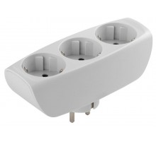 Тройник SP-3e-W  3гн, c заземл, со шторками (белый) (10/60/960) C0045529  ЭРА