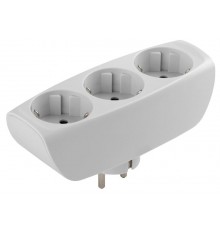 Тройник SP-3e-W  3гн, c заземл, со шторками (белый) (10/60/960) C0045529  ЭРА