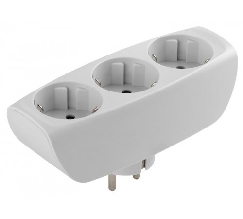 Тройник SP-3e-W  3гн, c заземл, со шторками (белый) (10/60/960) C0045529  ЭРА