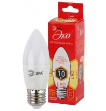 Лампа cветодиодная ECO LED B35-10W-827-E27 (диод, свеча, 10Вт, тепл, E27) (10/100/3500)  Б0032962  ЭРА