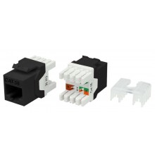 KJ8-8P8C-C5e-180-BK Вставка Keystone Jack RJ-45(8P8C), категория 5e, тип 180 градусов, черная  432632  Hyperline