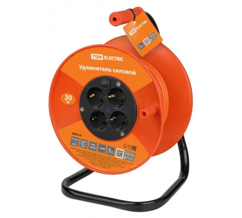 Удлинитель силовой УКз16-004  (4 места/30м ПВС 3х1,0)  SQ1301-0531  TDM