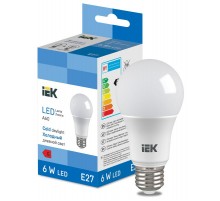 Лампа светодиодная Bulb A60 510lm 6500K E27  LL-I-A60-6-230-65-E27  IEK