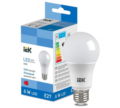 Лампа светодиодная Bulb A60 510lm 6500K E27  LL-I-A60-6-230-65-E27  IEK