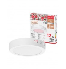 Светильник светодиодный накладной "Даунлайт НАРОДНЫЙ" круг СПО (белый) алюминий 12Вт 3000К  SQ0329-4215  TDM