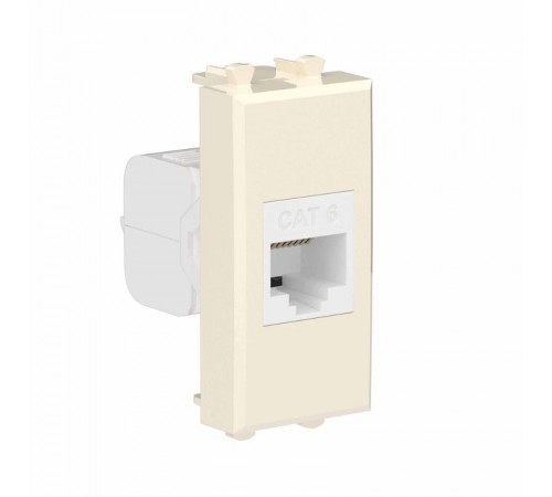 Компьютерная розетка RJ-45 без шторки модульная, кат.6, "Avanti", "Ванильная дымка", 1 модуль  4405691  DKC