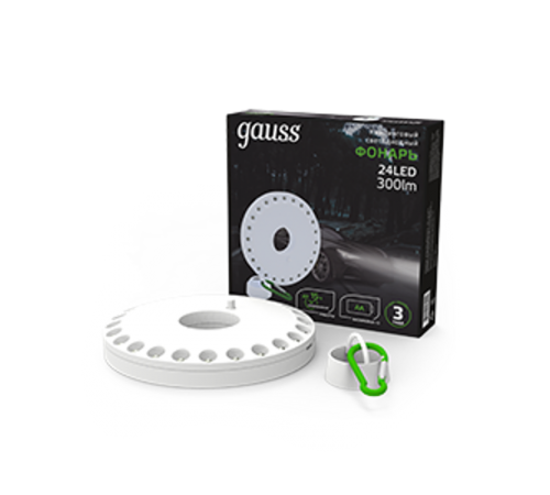 Фонарь кемпинговый GFL003 24LED 300lm 3xAA белый магнит и карабин LED 1/12/72  GF003  Gauss