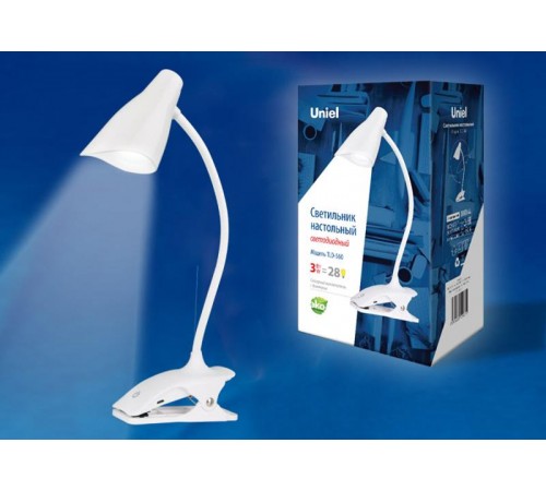 Светильник настольный TLD-560 White/LED/280Lm/5000K/Dimmer "прищепка" 3W сенсор Белый  UL-00004143  Uniel
