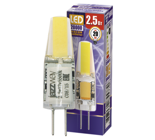 Лампа светодиодная LED 2,5Вт G4 12В 5500К PLED-G4 COB (LED driver) капсульная  2855770  Jazzway