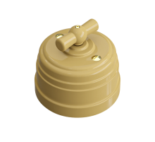 Выключатель пластиковый поворотный на четыре положения (2-х клавишный), IP20, цвет - песочное золото, серия УСАДЬБА, ТМ МЕЗОНИНЪ