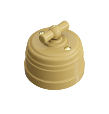 Выключатель пластиковый поворотный на четыре положения (2-х клавишный), IP20, цвет - песочное золото, серия УСАДЬБА, ТМ МЕЗОНИНЪ