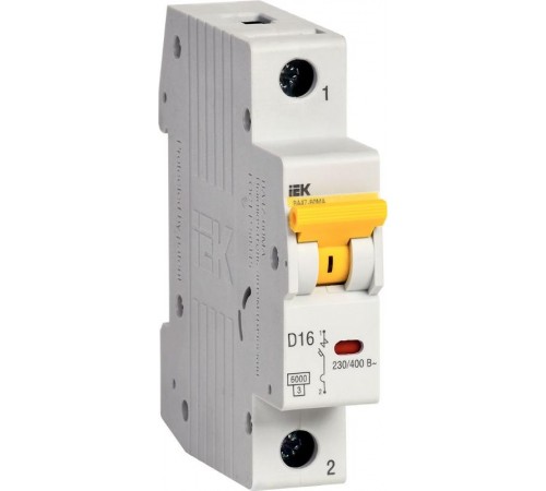 Выключатель автоматический однополюсный ВА47-60МА без теплового расцепителя 1P 16А 6кА D  MVA33-1-016-D  IEK