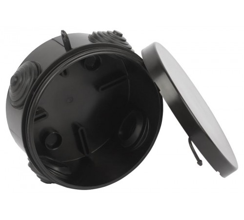 Распаячная коробка  KOR-85-40-4g-B открытой установки КОР 85х40мм черная с гермовводами 4 входа IP54 KOR-85-40-4g-B  Б0061801  ЭРА