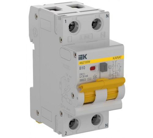 Выключатель автоматический дифференциального тока АВДТ32EM B10 30мА тип A KARAT  KA-VD14-1-010-B-030-A  IEK