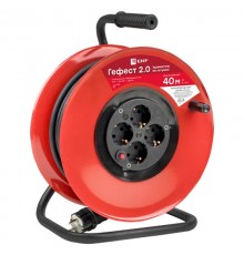 Удлинитель на катушке "Гефест 2.0" 4 гнезда 40м с заземлением и предохранителем КГ 3*2,5 16А/3,5кВт PROxima  UKG02-16-R325-4-40  EKF