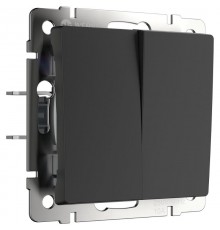 Выключатель двухклавишный (черный  матовый) W1120008  a051628  WERKEL