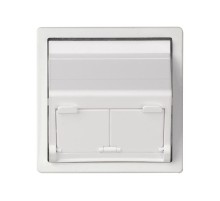 Розетка наклонная для передачи данных со шторками на 2 разъема RJ45 белого цвета S82  82579-30  Simon