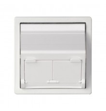 Розетка наклонная для передачи данных со шторками на 2 разъема RJ45 белого цвета S82  82579-30  Simon