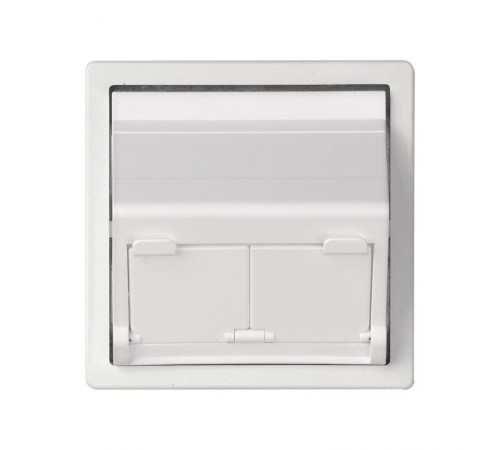 Розетка наклонная для передачи данных со шторками на 2 разъема RJ45 белого цвета S82  82579-30  Simon