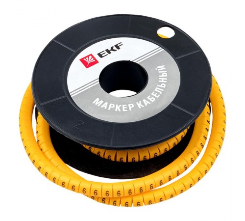 Маркер-кабельный 4,0кв.мм "6"(500шт.) (ЕС-2) EKF PROxima  plc-KM-4-6  EKF