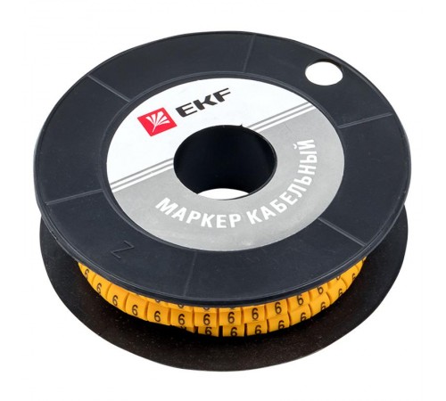Маркер-кабельный 4,0кв.мм "6"(500шт.) (ЕС-2) EKF PROxima  plc-KM-4-6  EKF