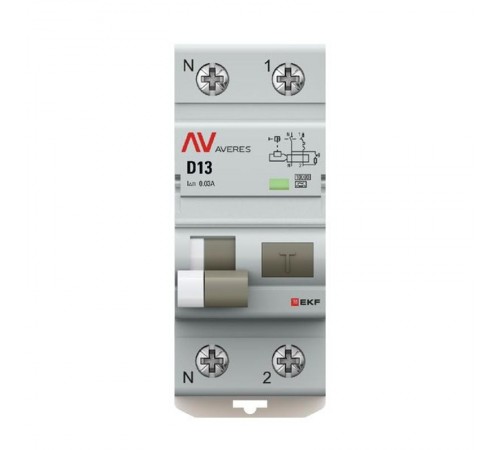 Дифференциальный автомат (УЗО) DVA-10 1P+N 13А (D) 30мА (A) 10кА  AVERES rcbo10-1pn-13D-30-a-av EKF